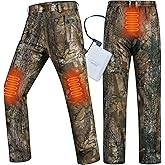 NEW VIEW Heated Hunting Pants for Men, Camo Pants with 10000mAh Battery Powered, Fleece Lined&Insulated for Cold Winter