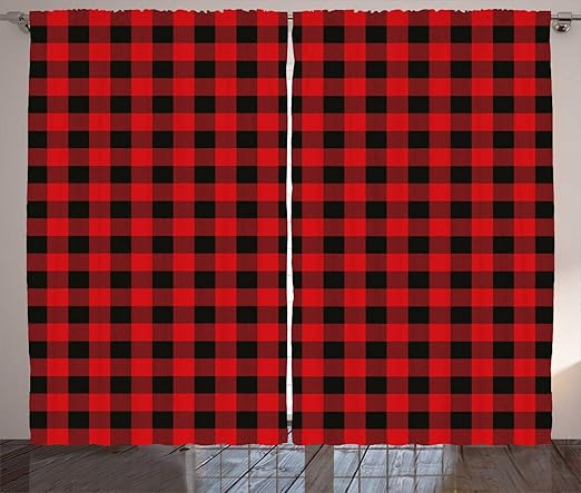 Amazon Com Ambesonne Plaid Curtains Lumberjack Fashion Buffalo