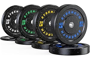 GIKPAL Olympic Bumper Plates Set - 100% Rubber Weight Plates for 2 Inch Barbell Weights - Barbell Plates for Home Gym Free Weights Strength Training, Crushproof & Noise Reduction