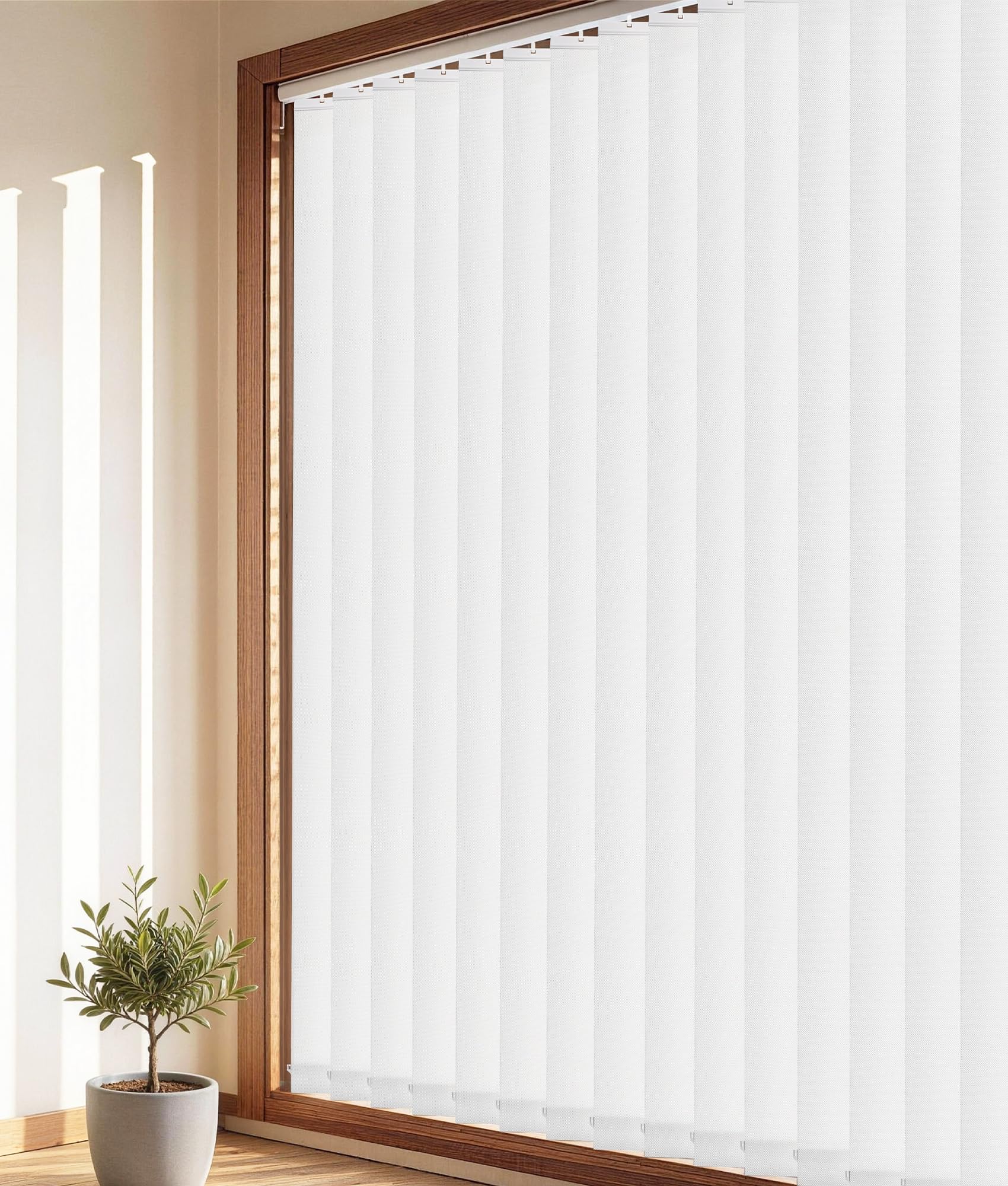 Photo 1 of EINZUFUF Room Darkening Vertical Blinds Replacement Slats, Easy-Cut UV Blocking & Anti-Wrinkle Polyester Fabric Vertical Blinds for Sliding Glass Doors & Windows, 82.5" x 3.5", 25 Pack, White
