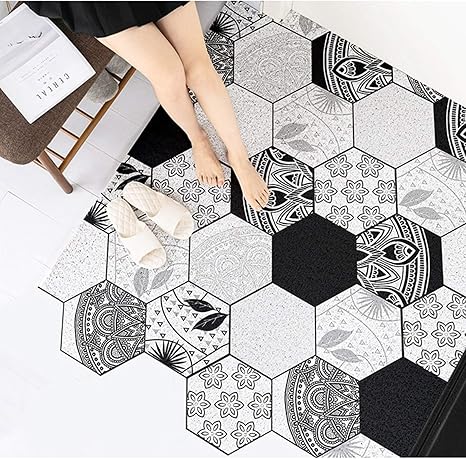 Amazon カットできる ドアマット ビニール 泥落とし 雨 雪 対応 玄関マット 屋外 屋内 出入り口 No エントランスマット Diy 80 1cm フリーカット 滑り止め 店舗 おしゃれ ウェルカム 泥落としマット いらっしゃいませ 植物柄 幾何学模様 かわいい インテリア 自宅用