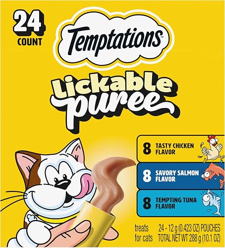 Temptations puré cremoso exprimible para gatos, tubos de 0.42 onzas, 24 — Golosinas