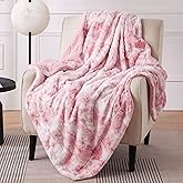 Bedsure GentleSoft Sherpa Fluffy Blanket Twin Size - Fleece Warm and Cozy Throw for Women Gift, Plush & Fuzzy Faux Fur Christmas Blanket for Couch, Sofa, Bed Decor, Tie Dye Design, Pink, 60x80 Inches