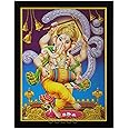 SHREE GANESH ENTERPRISE GIFTING SOLUTIONS Dancing God Ganesh Ji HD Photo Frame Ganesha Vinayagar Vinayaka Gajanand Ganapathy Ganpati Painting Pooja (Wood,Poster with Frame,Multicolour, 25X1x31cm)