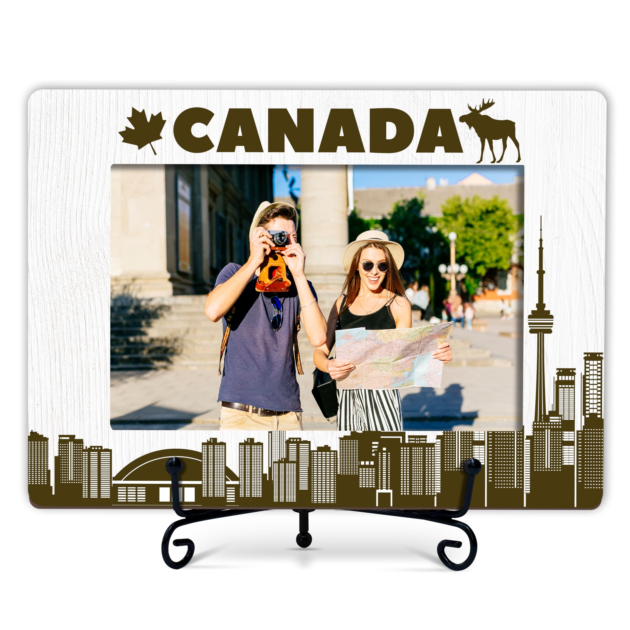Photo 1 of Canada Gifts Picture Frame, Canada Tourist Attractions Photo Frame With Stand, Wedding Anniversary Vacation Gifts For Friend Family Couple, Picture Frame Tabletop Decor - Fits 4x6 Inches Photo?10?