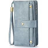 FALAN MULE Womens Leather Wallet Large Capacity Bifold RFID Blocking Card Holder with Zipper Coin Pocket