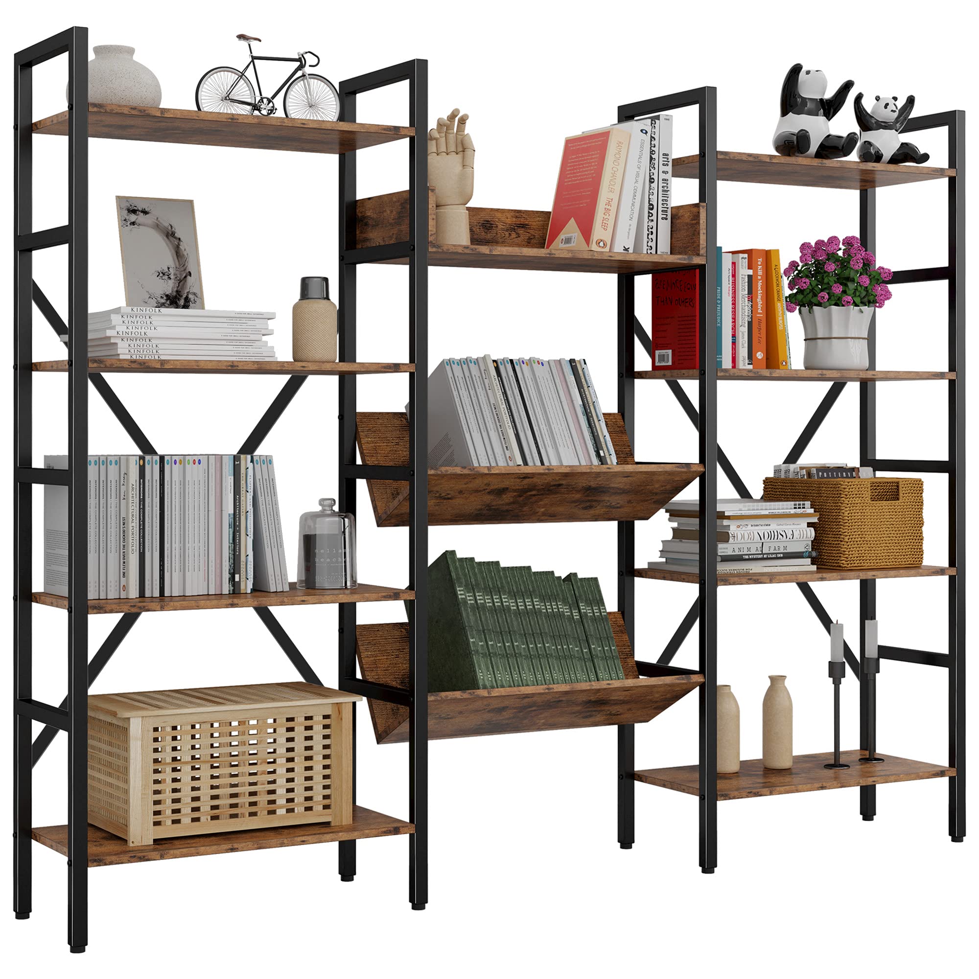 Mua IRONCK Bookcases and Bookshelves Triple Wide 4 Tiers Industrial ...