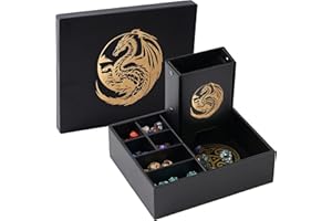 Soar Forge Dice Tray and Dice Tower for DND: All-in-One Tray, Storage & Large Tower for Random Rolls - Stores Your Sets, Mini's etc, Perfect for D&D and RPG Gift Accessories (Gold Dragon)