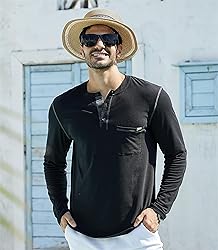 Men's Fashion Henley Shirt Classic Short/Long