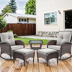 HUMMUH 5 Pieces Wicker Patio Furniture Set,Outdoor