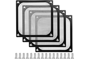 QWORK 120mm Computer Fan Filter Grills with Screws, 4 Pack, for 120mm Fans, Ultra Fine Aluminum Mesh