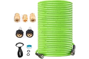 TIKLOG Pressure Washer Hose 100FT 1/4”, 4000 PSI Kink Resistant High Pressure Hose M22 14mm Thread, Flexible Extension Replacement Hose with 3/8 Quick Connect Adapters for Power Washing