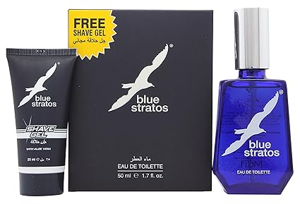 Blau Stratos EDT Eau De Toilette mit Gratis Rasieren Gel / Schaum - 50ml Rasiergel