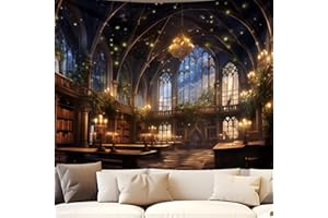 QGHOT Fantasy Library Tapestry Wall Hanging Magic School Bookshelf Backdrop Fairy Tale Library Tapestries for Teens Bedroom Living Room Dorm Decor 78.7L x 104W