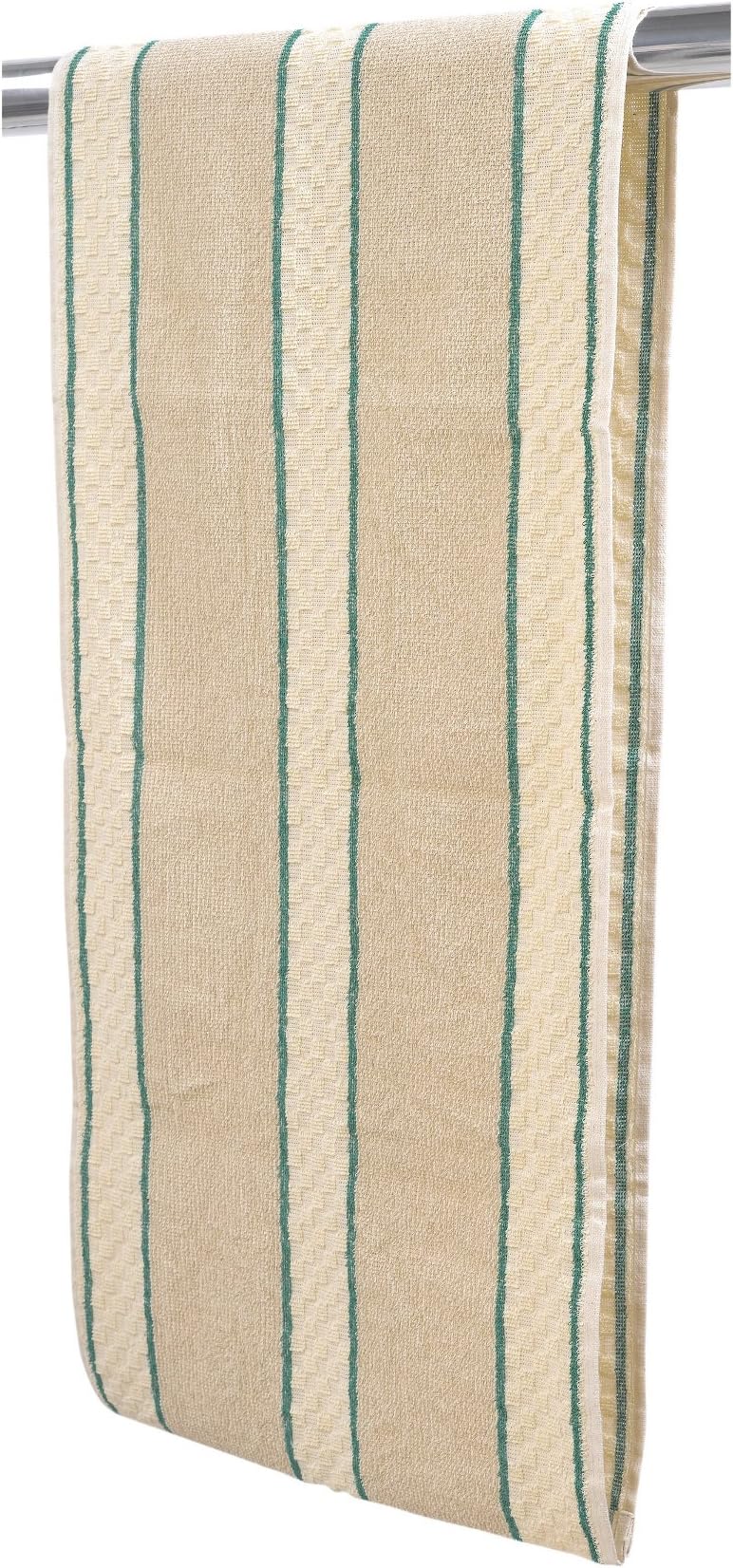 ROLLER 100% Cotton Striped Traditional Kitchen Bathroom Hanging Hand Towel 85cm Long (Green)