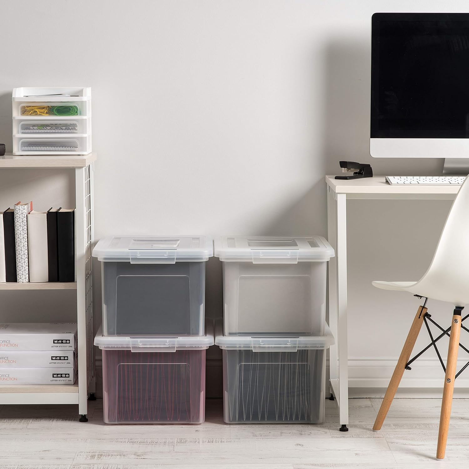 IRIS USA FB-21EE Letter and Legal Size File Box, Letter & Legal, Clear, 4 Pack: Home & Kitchen