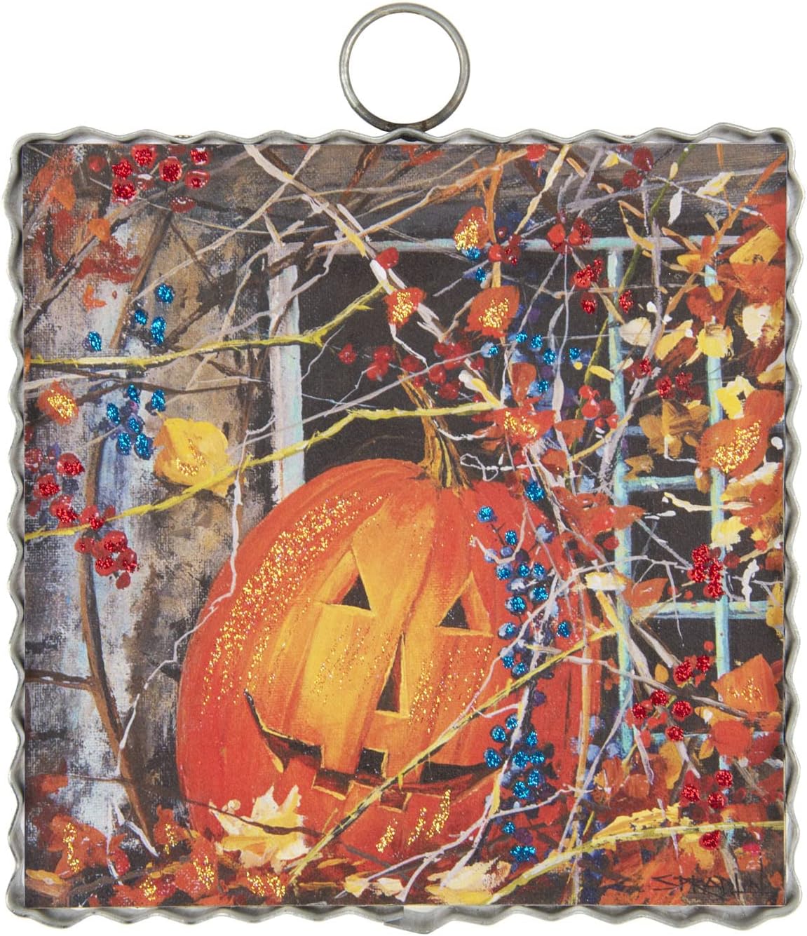 Plaques & Wall Art - The Round Top Collection - Mini Gallery Hidden Jack-O-Lantern - Metal & Wood