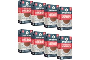 Bare Bones Grass-Fed Beef Bone Broth | Pour w/Pasture Raised Protein & Collagen for Cooking & Sipping | No Artificial Flavors Non-GMO Gluten & Dairy-Free Keto & Paleo Friendly | 16oz Carton | 8 Pack