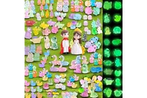 ESMAVO 200Pcs Mini Animals Figurines, Luminous Mini Resin Animals Figures Glow in The Dark, Tiny Resin Animals to Hide Fairy Garden Decoration, Miniature Animal Figures Crafts Potted