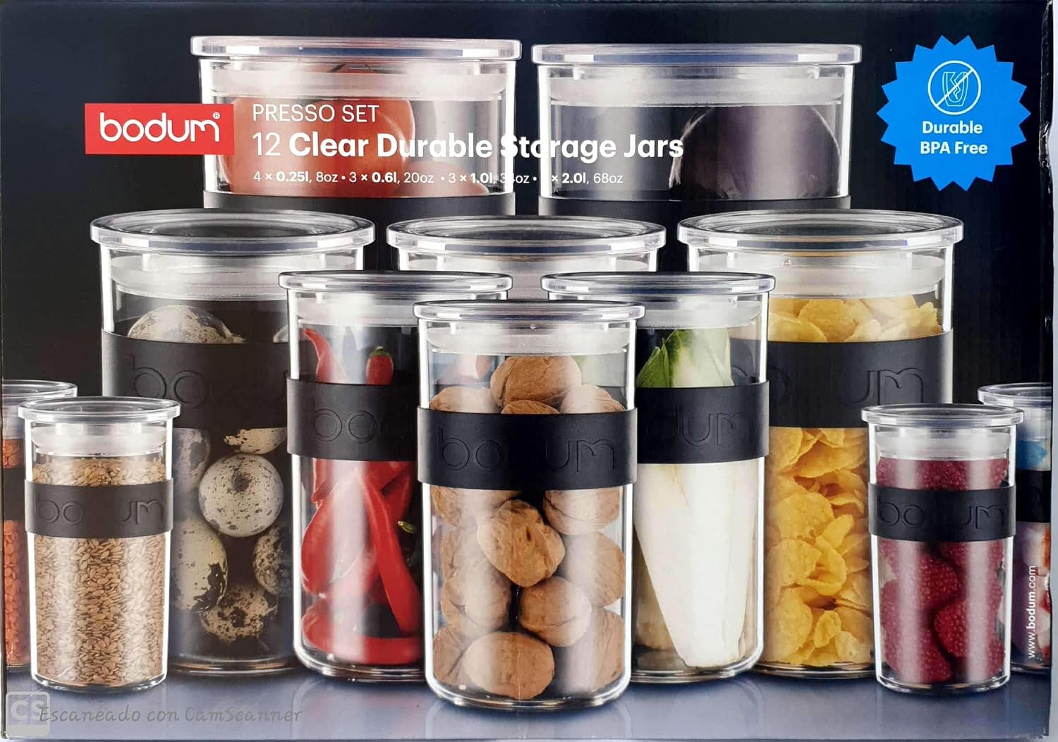Bodum Storage Jar, Black, 4 x 0.25 l, 3 x 0.6 l, 3 x 1 l, 2 x 2 l, 4 x 0.25 l, 3 x 0.6 l, 3 x 1.0 l, 2 x 2.0 l - Image 4