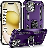 ADDIT i Phone 15 Case, for iPhone 15 Case,with Kickstand Ring,Adjustable Stand,Military Grade,Heavy Duty Protection,Shockproof,Anti-Fingerprint,Support Magnet Car Mount,Purple