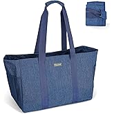 BALEINE Soft 9 Gallon Extra Large Utility Tote, Foldable Reusable Storage Bag (Denim Blue)