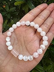 Rose Quartz and Selenite Crystal Bead Bracelet