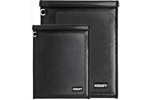 HODUFY Faraday Bag for Laptops & Tablets - 2 Pack 20 x 15 inches and 15 x 10 inches Faraday Cage, Faraday Key Fob Protector, Fireproof & Waterproof Key Fob Signal Blocker, RFID Pouch for Key Fob(Black)