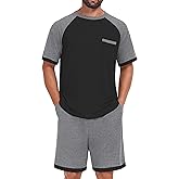 NUOKESASI Mens Pajamas Set Sleepwear Soft Comfy Short Sleeve Loungewear