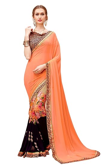 Oomph! Womens Georgette Saree with Blouse Piece