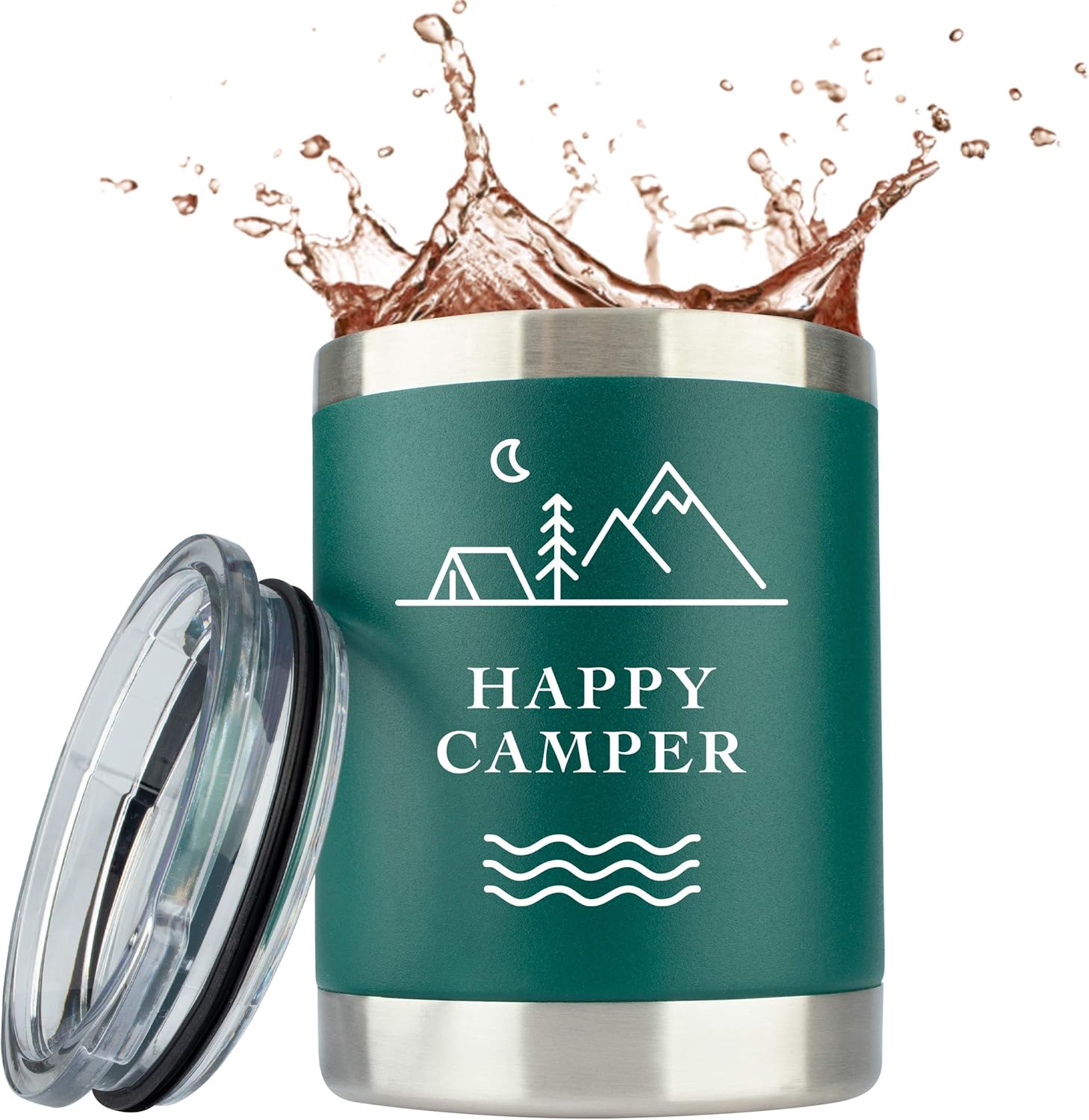 Camping Gifts for Men Happy Camper 10oz Insulated Stainless Steel Travel Tumbler