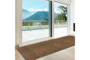 Heyroll Custom Size Hallway Runner Rug, Backed Non-Slip Waterproof Runner Rugs, Washable Outdoor Indoor Carpet Runner Rug for Floor, Entryway, Kitchen, Laundry, Balcony, Garage 2' x 6', Stripe Brown