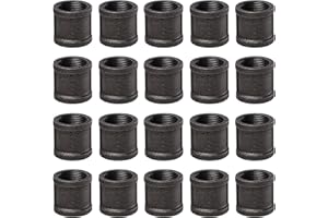 3/4" Pipe Fitting Coupling, Home TZH 20 Pack 3/4" Malleable Iron Cast Pipe Coupling for Steam-punk Vintage Shelf Bracket DIY Plumbing Pipe Decor Furniture (20, 3/4")