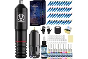 UPTATSUPPLY Tattoo Pen Kit - POSEIDON Wireless Tattoo Machine Kit, Tattoo Gun Kit with Tattoo Power Supply and 40 Pcs Tattoo Cartridge Needles, Complete Tattoo Kit Supplies for Beginners(PTK018)