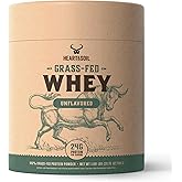 HEART & SOIL 100% Grass Fed Protein Powder – Single Ingredient: Whey Protein Concentrate - UNFLAVORED – Cold-Processed to Preserve Nutrients – 24g of Pure Grass Fed Whey Per Serving – 2lbs
