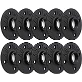 3/4" Black Painted Floor Flange, Home TZH 10 Pack 4 Bolts Iron Pipe Flange with Threaded Hole for Industrial vintage style fo