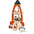 Tender Leaf Toys - Cosmic Rocket Set - 11 Pcs Wooden Rocket and Outer Space Themed Playset for Kids - Develop Imaginative Role Play and Science Interest - Age 3+