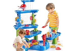 MSKOLER Water Table for Kids 3 4 5 6 7 8 Years Old - Water and Sand Activity Sensory Table Toy for Toddlers 3-5, Summer Outdoor Beach Toys, Birthday Gifts for Boys Girls Ages 1-3 3-8