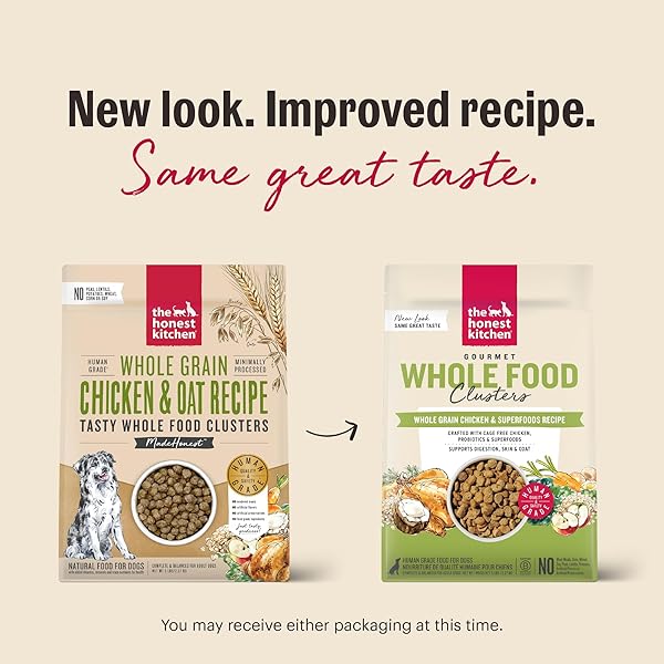 THE HONEST KITCHEN HUMAN GRADE WHOLE FOOD CLUSTERS WHOLE GRAIN CHICKEN & OAT DRY DOG FOOD – COMPLETE & BALANCED MEAL OR TOPPER – 1 LB BAG