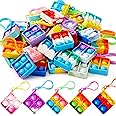 JOYIN Square Pop Fidget Keychain 30 Pack Pop Fidget Toys Bulk Party Favors for Kids 4-8,8-12 Years, Goodie Bag Stuffers End of Year Student Gifts Classroom Prizes Birthday Sensory Toys