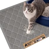 GORILLA GRIP Cat Litter Mat, Coiled Mesh Trapping Mats, 24x17 Gray | Litter Box Mat, Soft on Paws, Scatter Control for Less Mess, Phthalate Free, Ultra Deep Catch Grooves, Rinse or Vacuum Clean