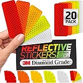 Byllstore Reflective Safety Tape Stickers | 3M Diamond Grade | Mixed Colors | 1.2&Prime; x 3.15&Prime; | 20-Pack | Safety Warning Tape for Helmets, Cars, Mailboxes &amp; More