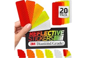 Byllstore Reflective Safety Tape Stickers | 3M Diamond Grade | Mixed Colors | 1.2″ x 3.15″ | 20-Pack | Safety Warning Tape for Helmets, Cars, Mailboxes & More