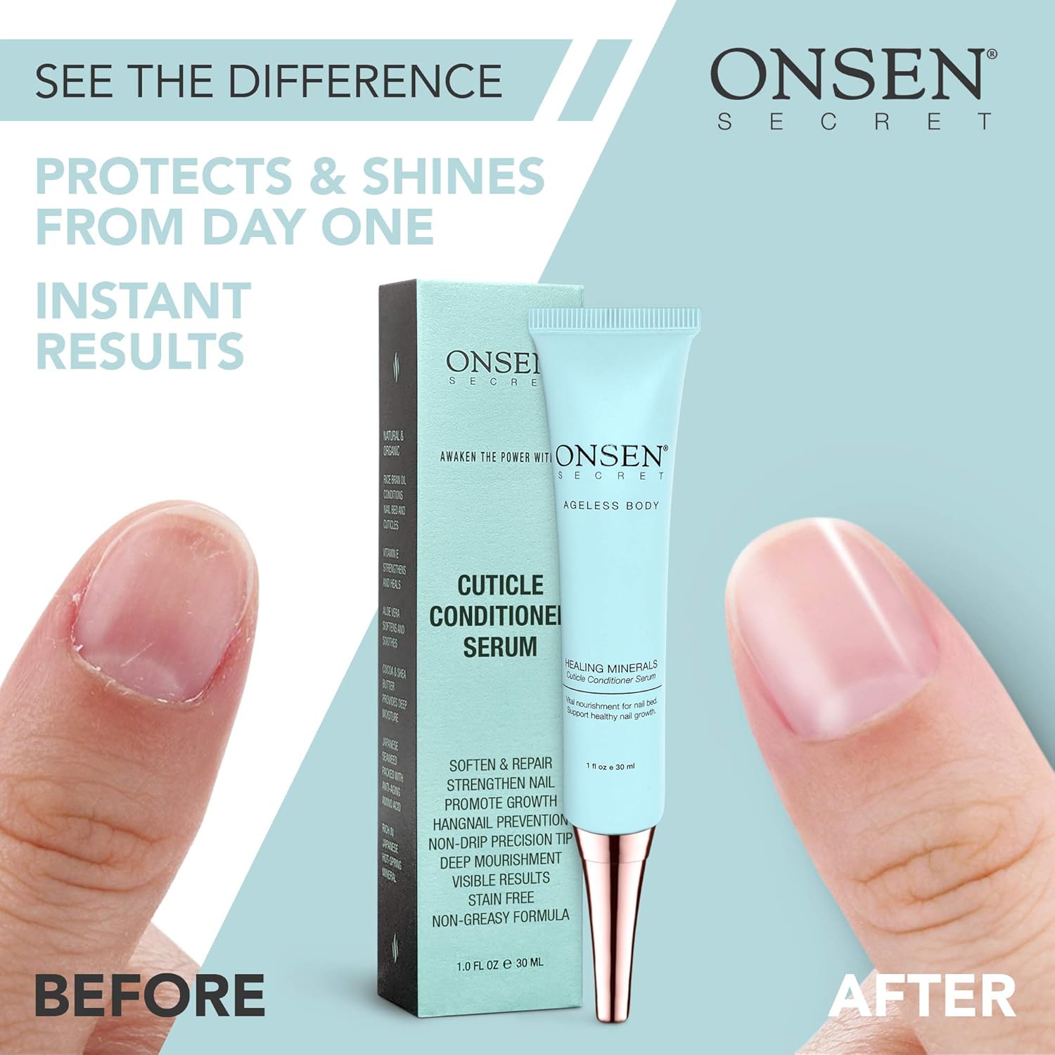Onsen Cuticle Cream, Cuticle Oil in Deep Action - Japanese Natural Healing Minerals Nail Care Serum and Butter, Sooth, Repair, and Strengthen Cuticles and Nails, Visible Results, Non-Greasy - 1oz: Beauty
