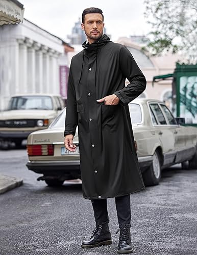 COOFANDY Men's Rain Jacket with Hood Waterproof Lightweight Active