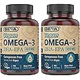 DEVA Vegan DHA-EPA Nutritional Supplement, Non-Fish Derived from Algae, 300 mg Potency, 90 Vegetarian Softgels - Pack of 2