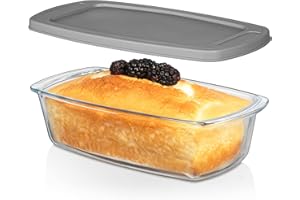 Razab LARGE 7.6 Cups/1800 ML/1.9 Qt Glass Loaf Pan with Lids - Meatloaf Pan BPA free Airtight Lids Grip Handle Easy Carry, Microwave and Oven Safe - Loaf Pans For Baking Bread, Cakes, Glass Loaf Pan
