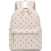 Corduroy Mini Backpack Purse for Women Girls, Fashion Small Backpack for Adults Teens Kids School Travel (Pink Flower)