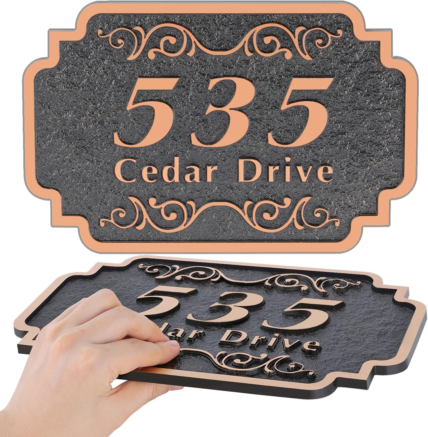 Plaques & Wall Art - Artmake Address Plaque Hand-Carved - Personalized Home Address Sign Modern House Number Plaque for Outside House Door,Brick Wall,Drive Way, 911 Visibility Signage, Any Fonts 12 x 7.8 inch