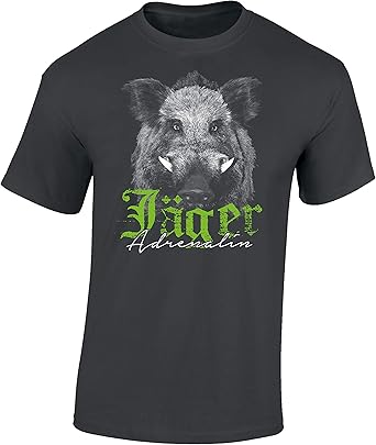 Camiseta: El Jabalí - Adrenalina para el Cazador/T-Shirt en aleman/Caza/Verraco/Trabajo/Bosque/Animal/Salvajina/Alemania/Jager/Hunter/Regalo para Cazador: Amazon.es: Ropa y accesorios